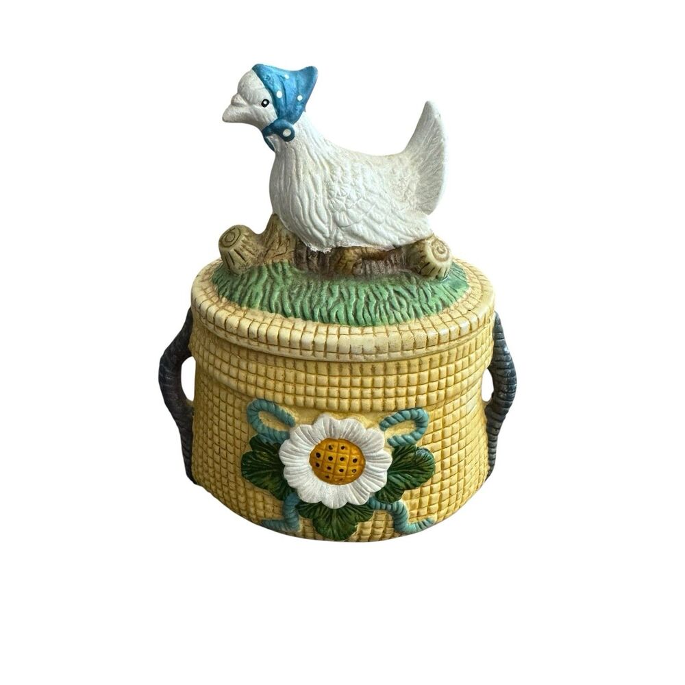Goose Candy Trinket Dish‎ with Lid Ceramic Candy Trinket Country Geese